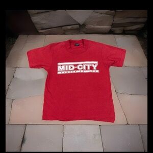 Vintage 90s Single Stitch Mid-City Lumber Co T-Shirt Sz Youth 10-12 Red USA